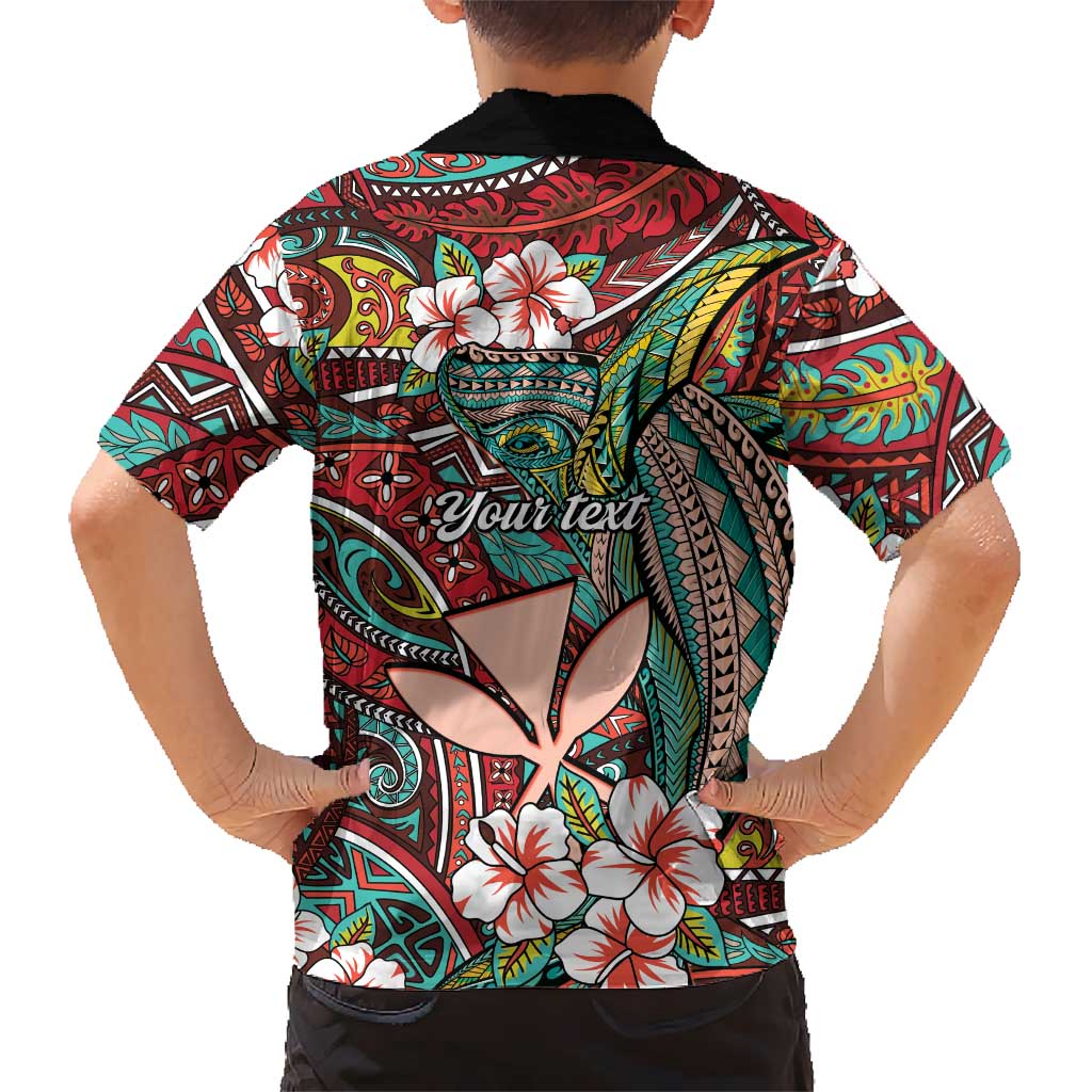 Personalised Hawaii Tribal Humpback Whale Family Matching Long Sleeve Bodycon Dress and Hawaiian Shirt Ulaula Hibiscus Seamless Pattern LT9 - Polynesian Pride