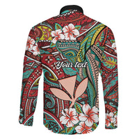 Personalised Hawaii Tribal Humpback Whale Family Matching Puletasi and Hawaiian Shirt Ulaula Hibiscus Seamless Pattern
