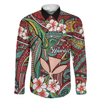 Personalised Hawaii Tribal Humpback Whale Family Matching Summer Maxi Dress and Hawaiian Shirt Ulaula Hibiscus Seamless Pattern