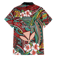 Personalised Hawaii Tribal Humpback Whale Hawaiian Shirt Ulaula Hibiscus Seamless Pattern