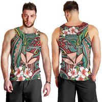 Personalised Hawaii Tribal Humpback Whale Men Tank Top Ulaula Hibiscus Seamless Pattern