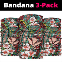 Personalised Hawaii Tribal Humpback Whale Neck Gaiter Ulaula Hibiscus Seamless Pattern