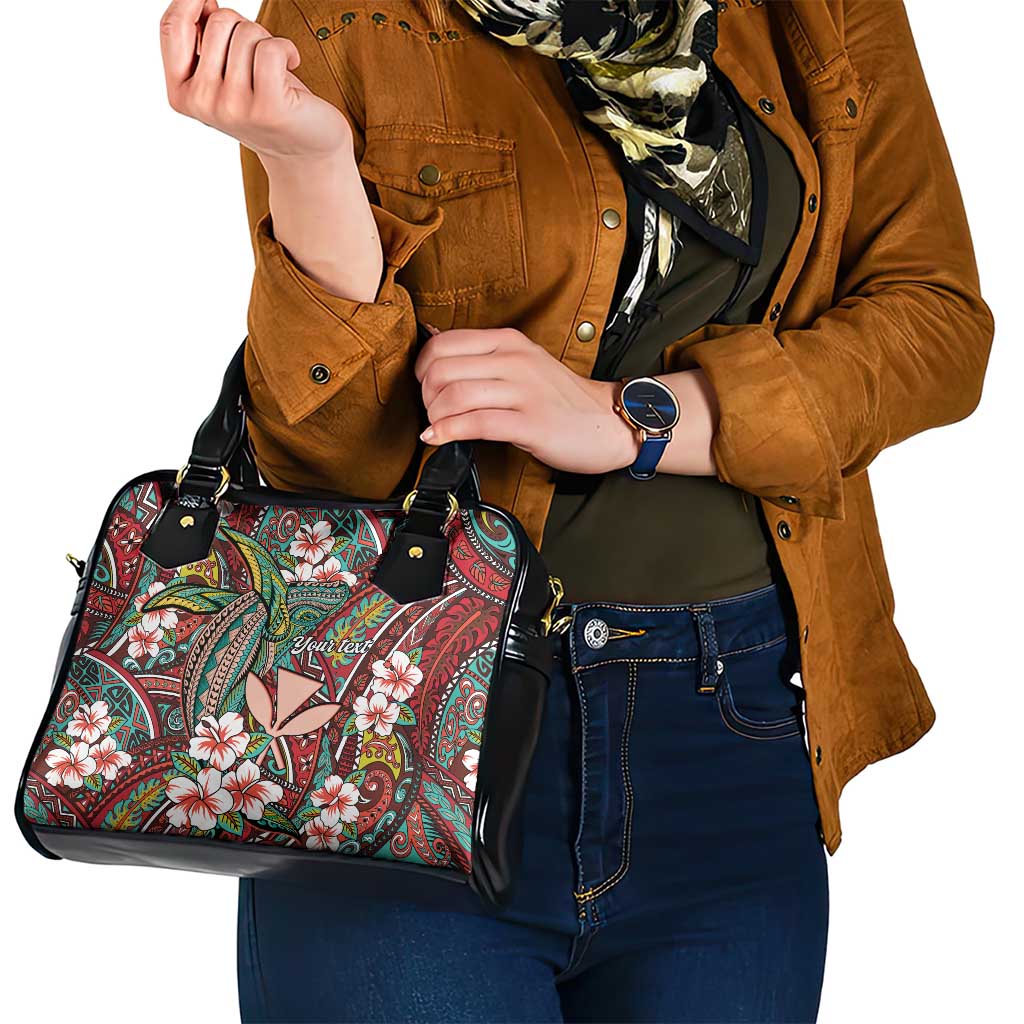 Personalised Hawaii Tribal Humpback Whale Shoulder Handbag Ulaula Hibiscus Seamless Pattern LT9 - Polynesian Pride