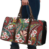 Personalised Hawaii Tribal Humpback Whale Travel Bag Ulaula Hibiscus Seamless Pattern