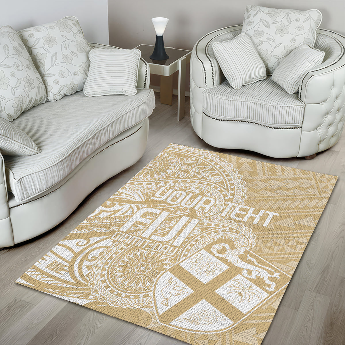 Custom Indo Fijians Area Rug Fiji ke Hindustani Polyneisan Paisley Beige Style