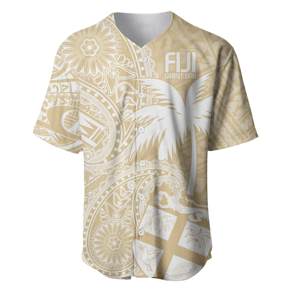 Custom Indo Fijians Baseball Jersey Fiji ke Hindustani Polyneisan Paisley Beige Style LT9 Beige - Polynesian Pride