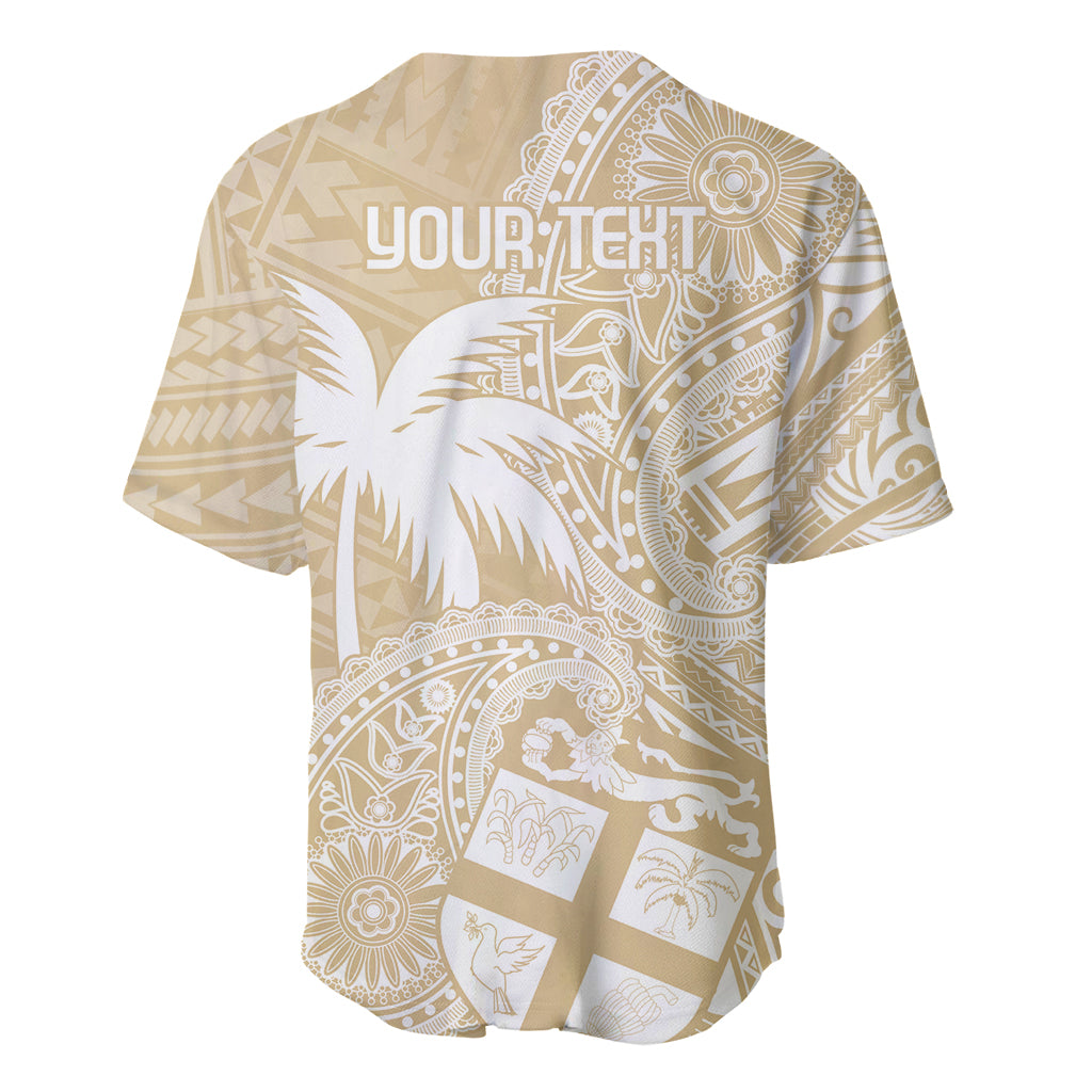Custom Indo Fijians Baseball Jersey Fiji ke Hindustani Polyneisan Paisley Beige Style LT9 - Polynesian Pride