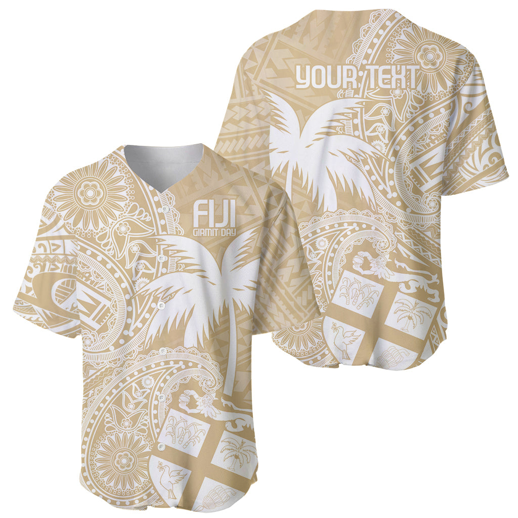 Custom Indo Fijians Baseball Jersey Fiji ke Hindustani Polyneisan Paisley Beige Style LT9 - Polynesian Pride