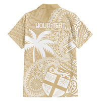 Custom Indo Fijians Family Matching Long Sleeve Bodycon Dress and Hawaiian Shirt Fiji ke Hindustani Polyneisan Paisley Beige Style
