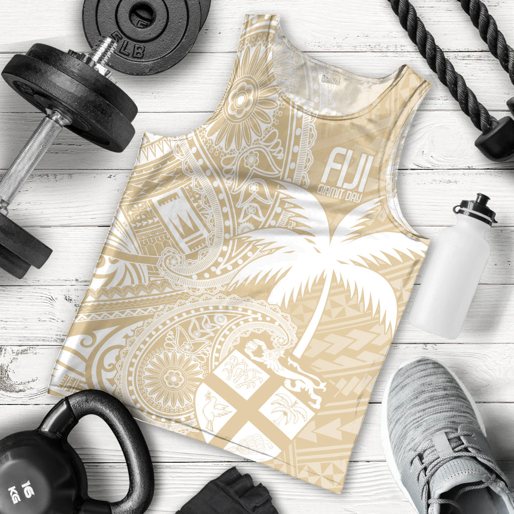Custom Indo Fijians Men Tank Top Fiji ke Hindustani Polyneisan Paisley Beige Style