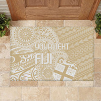 Custom Indo Fijians Rubber Doormat Fiji ke Hindustani Polyneisan Paisley Beige Style