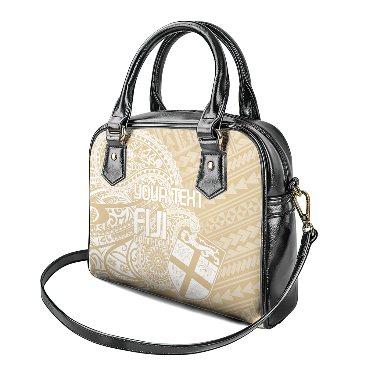 Custom Indo Fijians Shoulder Handbag Fiji ke Hindustani Polyneisan Paisley Beige Style