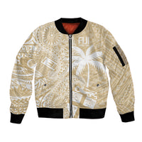 Custom Indo Fijians Sleeve Zip Bomber Jacket Fiji ke Hindustani Polyneisan Paisley Beige Style LT9 Unisex Beige - Polynesian Pride