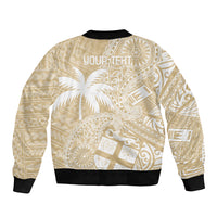 Custom Indo Fijians Sleeve Zip Bomber Jacket Fiji ke Hindustani Polyneisan Paisley Beige Style LT9 - Polynesian Pride