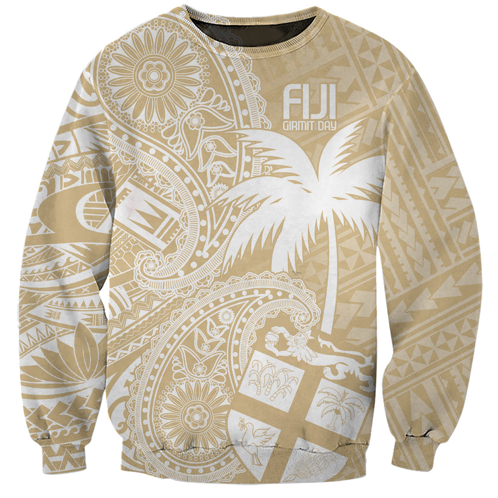 Custom Indo Fijians Sweatshirt Fiji ke Hindustani Polyneisan Paisley Beige Style LT9 Unisex Beige - Polynesian Pride
