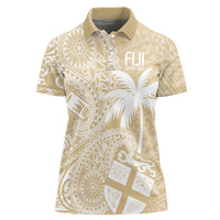 Custom Indo Fijians Women Polo Shirt Fiji ke Hindustani Polyneisan Paisley Beige Style LT9 Female Beige - Polynesian Pride