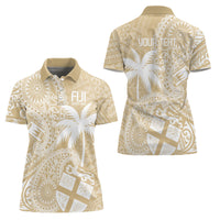 Custom Indo Fijians Women Polo Shirt Fiji ke Hindustani Polyneisan Paisley Beige Style LT9 - Polynesian Pride