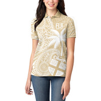 Custom Indo Fijians Women Polo Shirt Fiji ke Hindustani Polyneisan Paisley Beige Style LT9 - Polynesian Pride