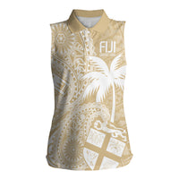 Custom Indo Fijians Women Sleeveless Polo Shirt Fiji ke Hindustani Polyneisan Paisley Beige Style LT9 Female Beige - Polynesian Pride