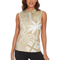 Custom Indo Fijians Women Sleeveless Polo Shirt Fiji ke Hindustani Polyneisan Paisley Beige Style LT9 - Polynesian Pride
