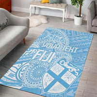 Custom Indo Fijians Area Rug Fiji ke Hindustani Polyneisan Paisley Blue Style