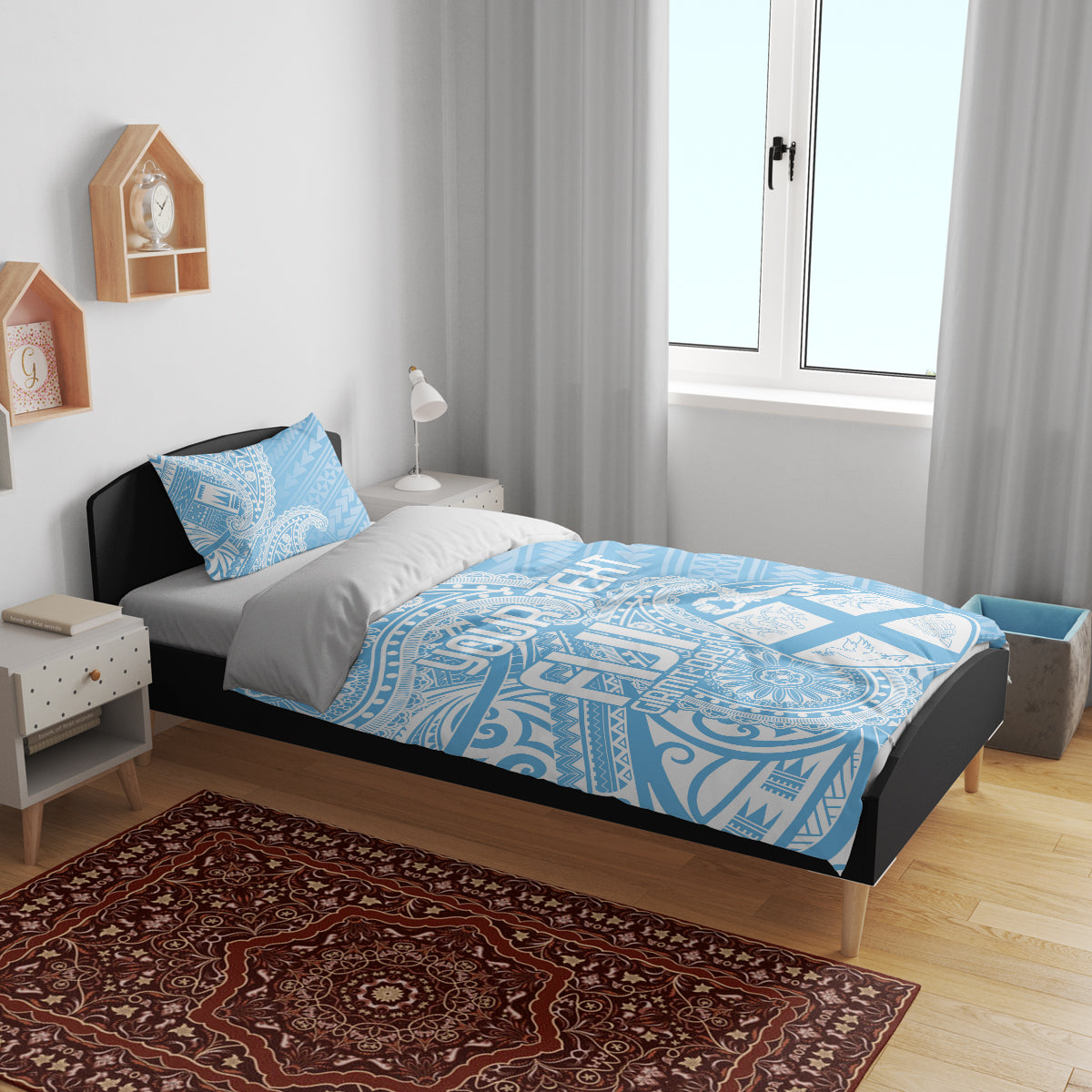 Custom Indo Fijians Bedding Set Fiji ke Hindustani Polyneisan Paisley Blue Style