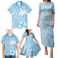 Custom Indo Fijians Family Matching Puletasi and Hawaiian Shirt Fiji ke Hindustani Polyneisan Paisley Blue Style LT9 - Polynesian Pride