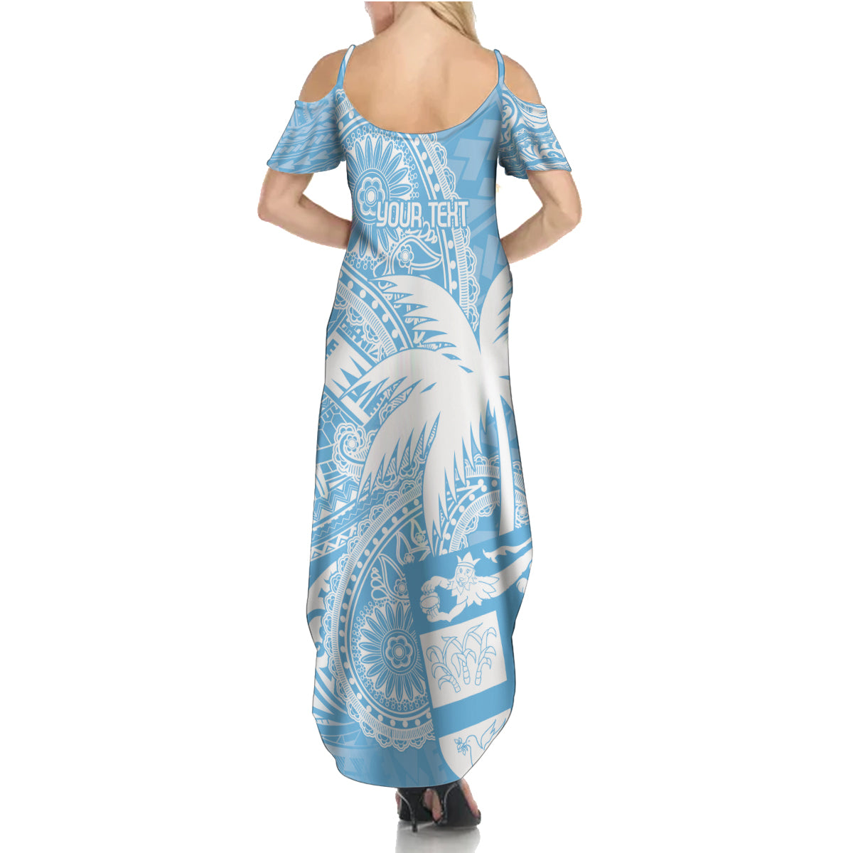 Custom Indo Fijians Family Matching Summer Maxi Dress and Hawaiian Shirt Fiji ke Hindustani Polyneisan Paisley Blue Style LT9 - Polynesian Pride