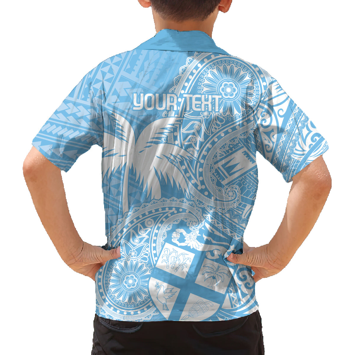 Custom Indo Fijians Family Matching Tank Maxi Dress and Hawaiian Shirt Fiji ke Hindustani Polyneisan Paisley Blue Style LT9 - Polynesian Pride