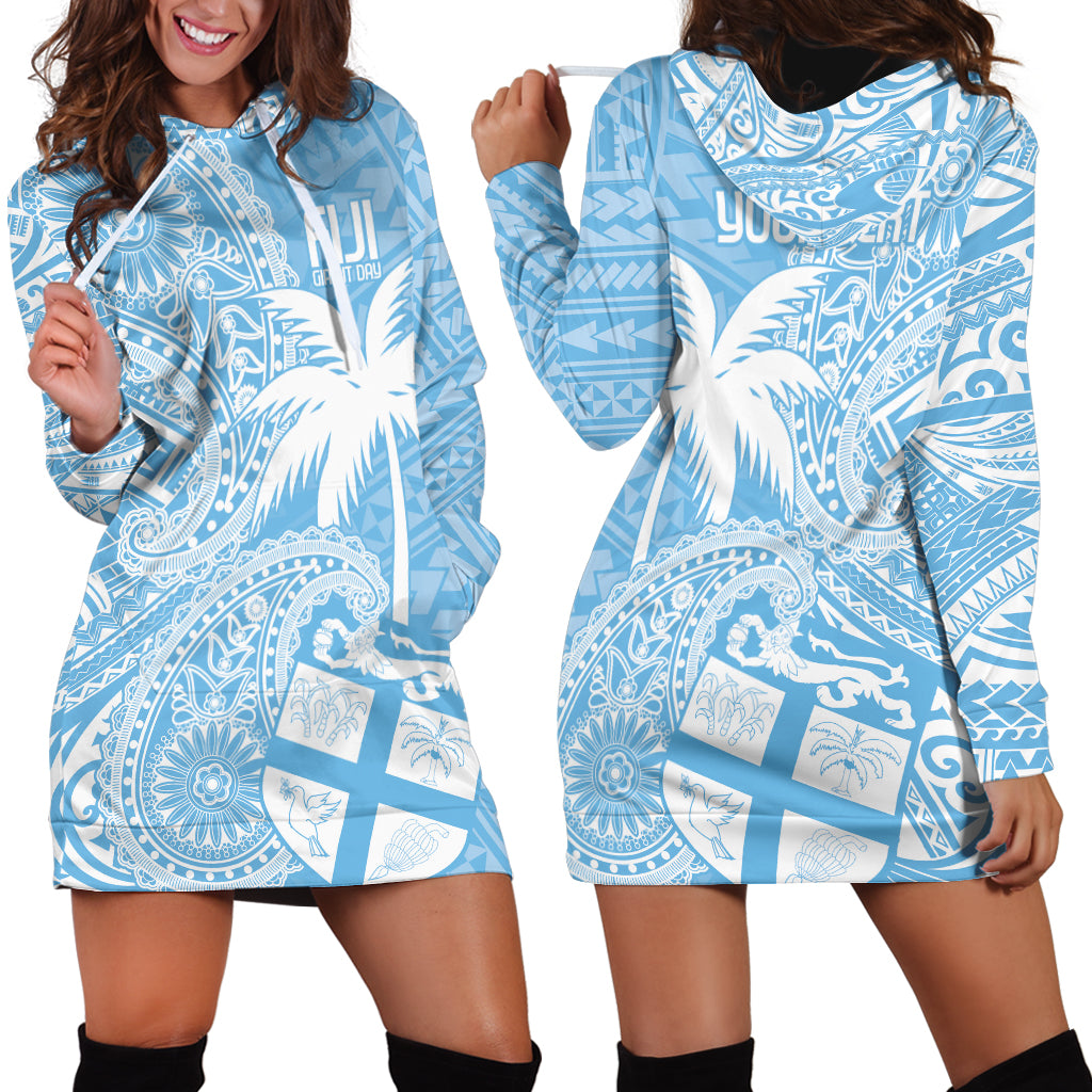 Custom Indo Fijians Hoodie Dress Fiji ke Hindustani Polyneisan Paisley Blue Style LT9 - Polynesian Pride