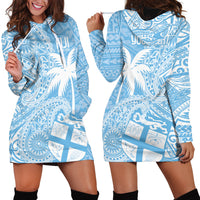 Custom Indo Fijians Hoodie Dress Fiji ke Hindustani Polyneisan Paisley Blue Style LT9 - Polynesian Pride