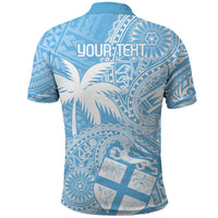 Custom Indo Fijians Polo Shirt Fiji ke Hindustani Polyneisan Paisley Blue Style