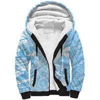 Custom Indo Fijians Sherpa Hoodie Fiji ke Hindustani Polyneisan Paisley Blue Style