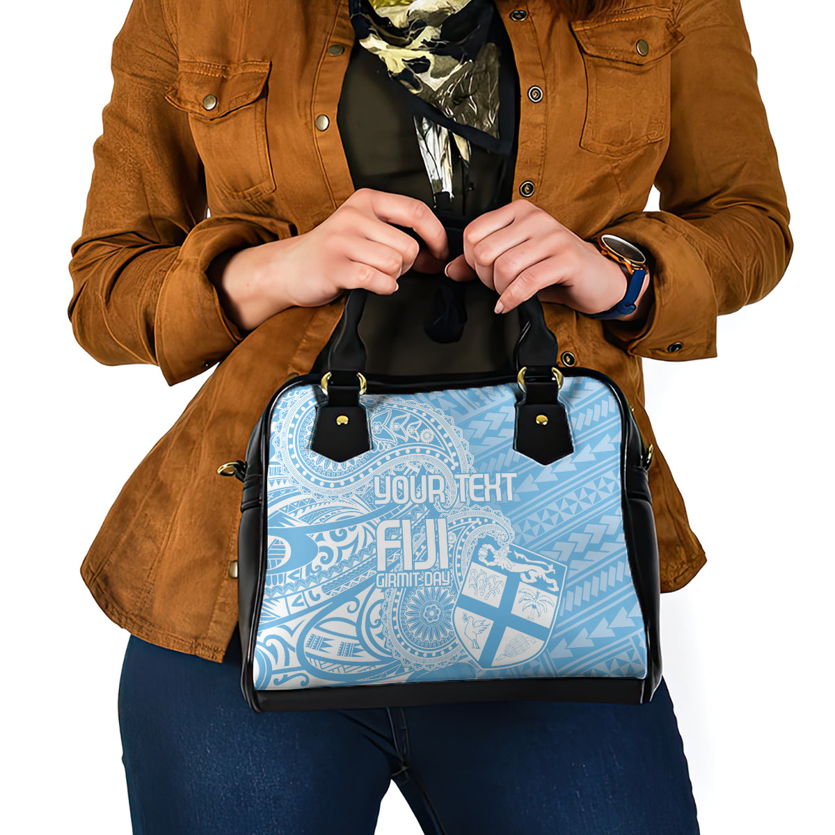 Custom Indo Fijians Shoulder Handbag Fiji ke Hindustani Polyneisan Paisley Blue Style