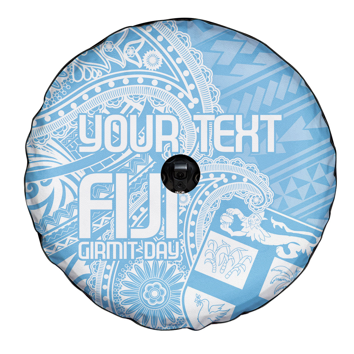 Custom Indo Fijians Spare Tire Cover Fiji ke Hindustani Polyneisan Paisley Blue Style