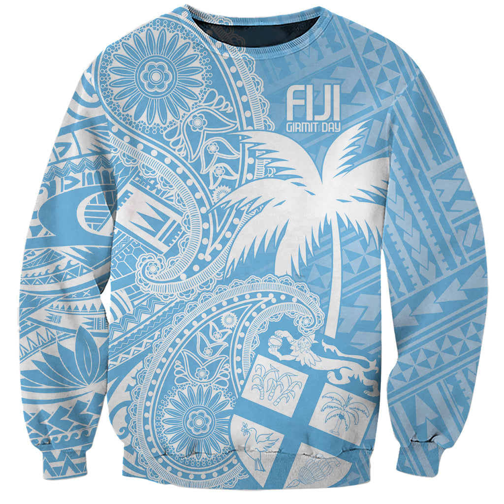 Custom Indo Fijians Sweatshirt Fiji ke Hindustani Polyneisan Paisley Blue Style LT9 Unisex Blue - Polynesian Pride