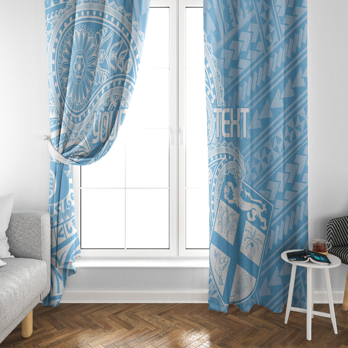 Custom Indo Fijians Window Curtain Fiji ke Hindustani Polyneisan Paisley Blue Style
