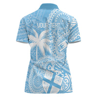 Custom Indo Fijians Women Polo Shirt Fiji ke Hindustani Polyneisan Paisley Blue Style LT9 - Polynesian Pride