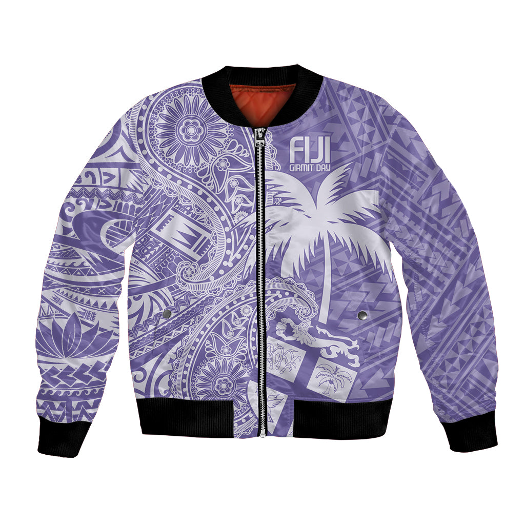 Custom Indo Fijians Bomber Jacket Fiji ke Hindustani Polyneisan Paisley Purple Style LT9 Unisex Purple - Polynesian Pride