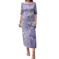 Custom Indo Fijians Family Matching Puletasi and Hawaiian Shirt Fiji ke Hindustani Polyneisan Paisley Purple Style LT9 Mom's Dress Purple - Polynesian Pride