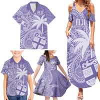 Custom Indo Fijians Family Matching Summer Maxi Dress and Hawaiian Shirt Fiji ke Hindustani Polyneisan Paisley Purple Style LT9 - Polynesian Pride