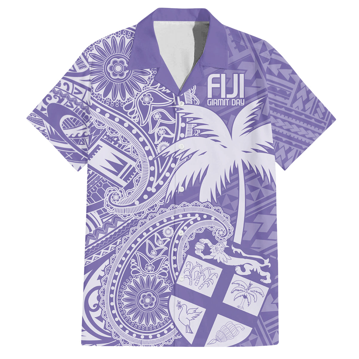 Custom Indo Fijians Family Matching Tank Maxi Dress and Hawaiian Shirt Fiji ke Hindustani Polyneisan Paisley Purple Style LT9 Dad's Shirt - Short Sleeve Purple - Polynesian Pride
