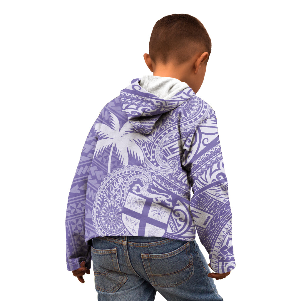 Custom Indo Fijians Kid Hoodie Fiji ke Hindustani Polyneisan Paisley Purple Style LT9 - Polynesian Pride