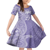 Custom Indo Fijians Kid Short Sleeve Dress Fiji ke Hindustani Polyneisan Paisley Purple Style LT9 KID Purple - Polynesian Pride