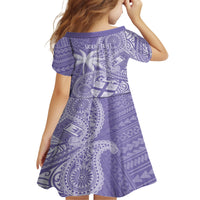 Custom Indo Fijians Kid Short Sleeve Dress Fiji ke Hindustani Polyneisan Paisley Purple Style LT9 - Polynesian Pride