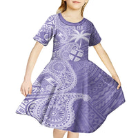 Custom Indo Fijians Kid Short Sleeve Dress Fiji ke Hindustani Polyneisan Paisley Purple Style LT9 - Polynesian Pride