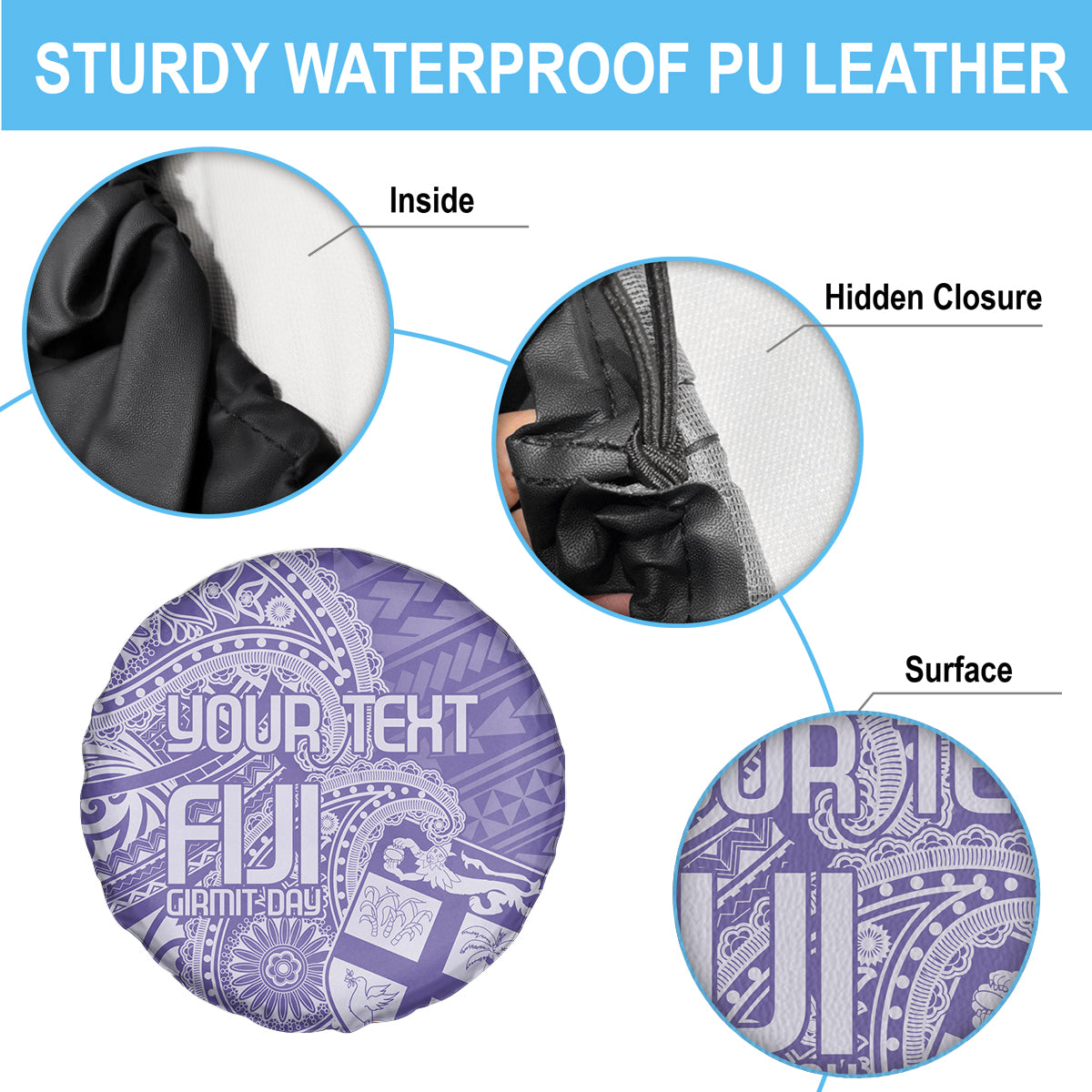 Custom Indo Fijians Spare Tire Cover Fiji ke Hindustani Polyneisan Paisley Purple Style LT9 - Polynesian Pride