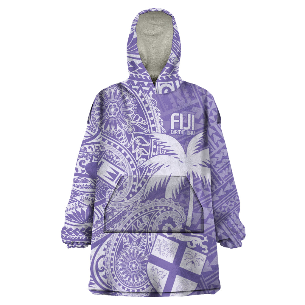 Custom Indo Fijians Wearable Blanket Hoodie Fiji ke Hindustani Polyneisan Paisley Purple Style LT9 One Size Purple - Polynesian Pride