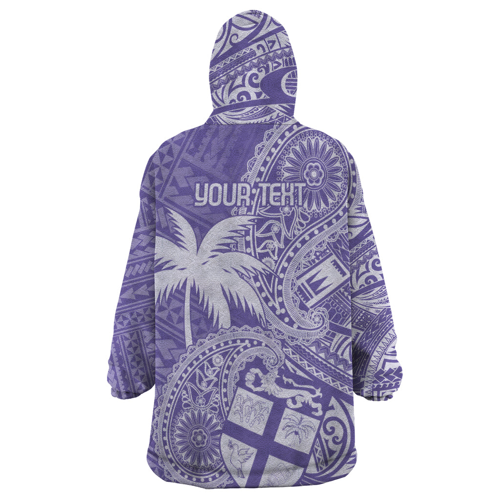 Custom Indo Fijians Wearable Blanket Hoodie Fiji ke Hindustani Polyneisan Paisley Purple Style LT9 - Polynesian Pride