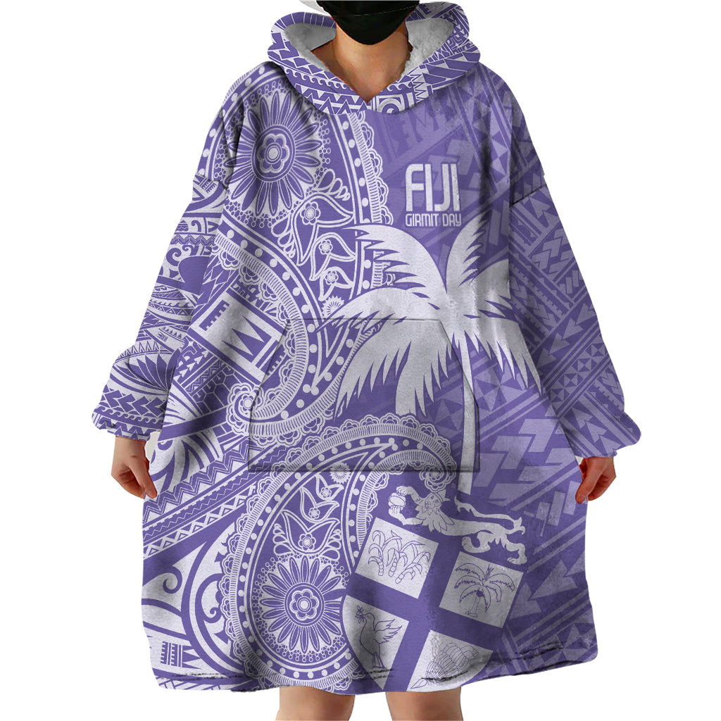 Custom Indo Fijians Wearable Blanket Hoodie Fiji ke Hindustani Polyneisan Paisley Purple Style LT9 - Polynesian Pride